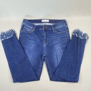Free People Great Heights Frayed Skinny Jeans Mid Rise Medium Wash Womens 26